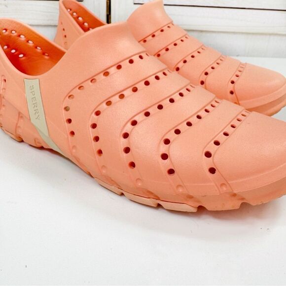 Sperry Water Strider Perforated Slip On Sneaker Shoe Peach Orange 9 Women 8 Men - Picture 6 of 10
